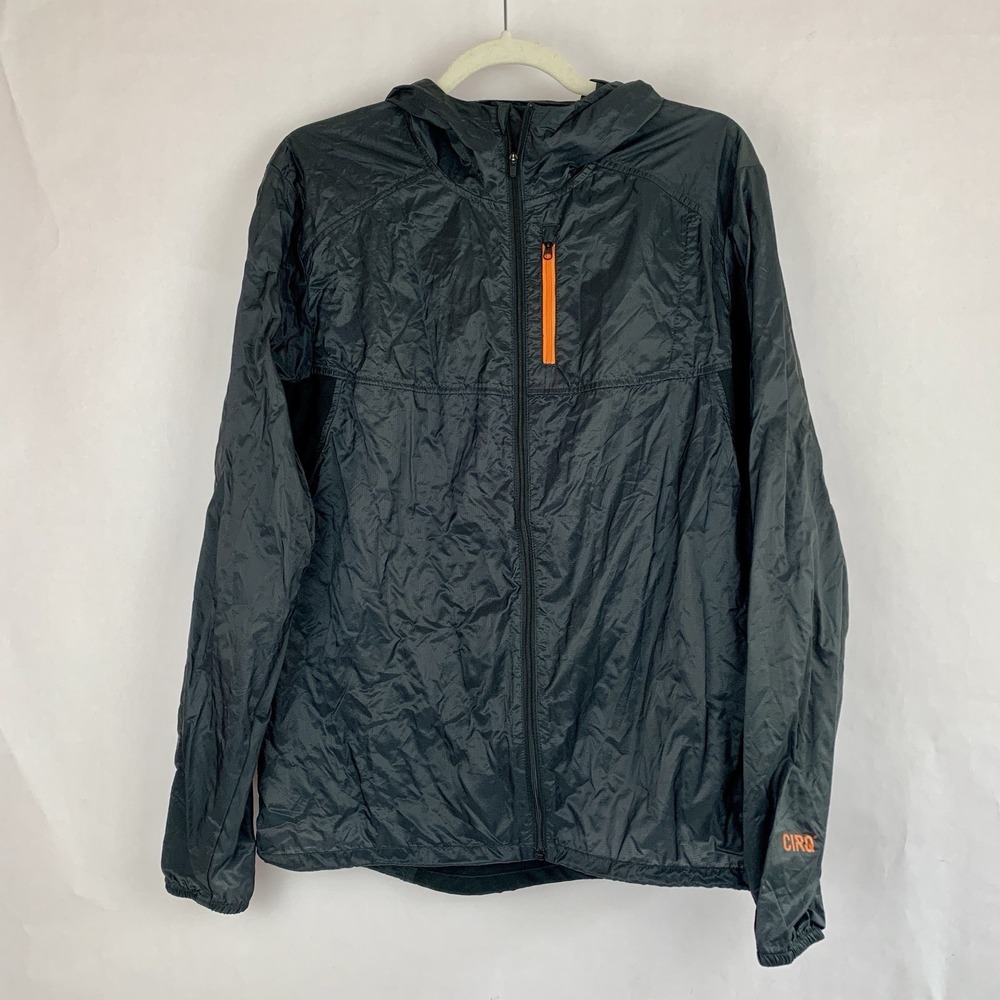 CIRQ Mens Wind Cycling Running Jacket Medium Black Lightweight Packable Hood
